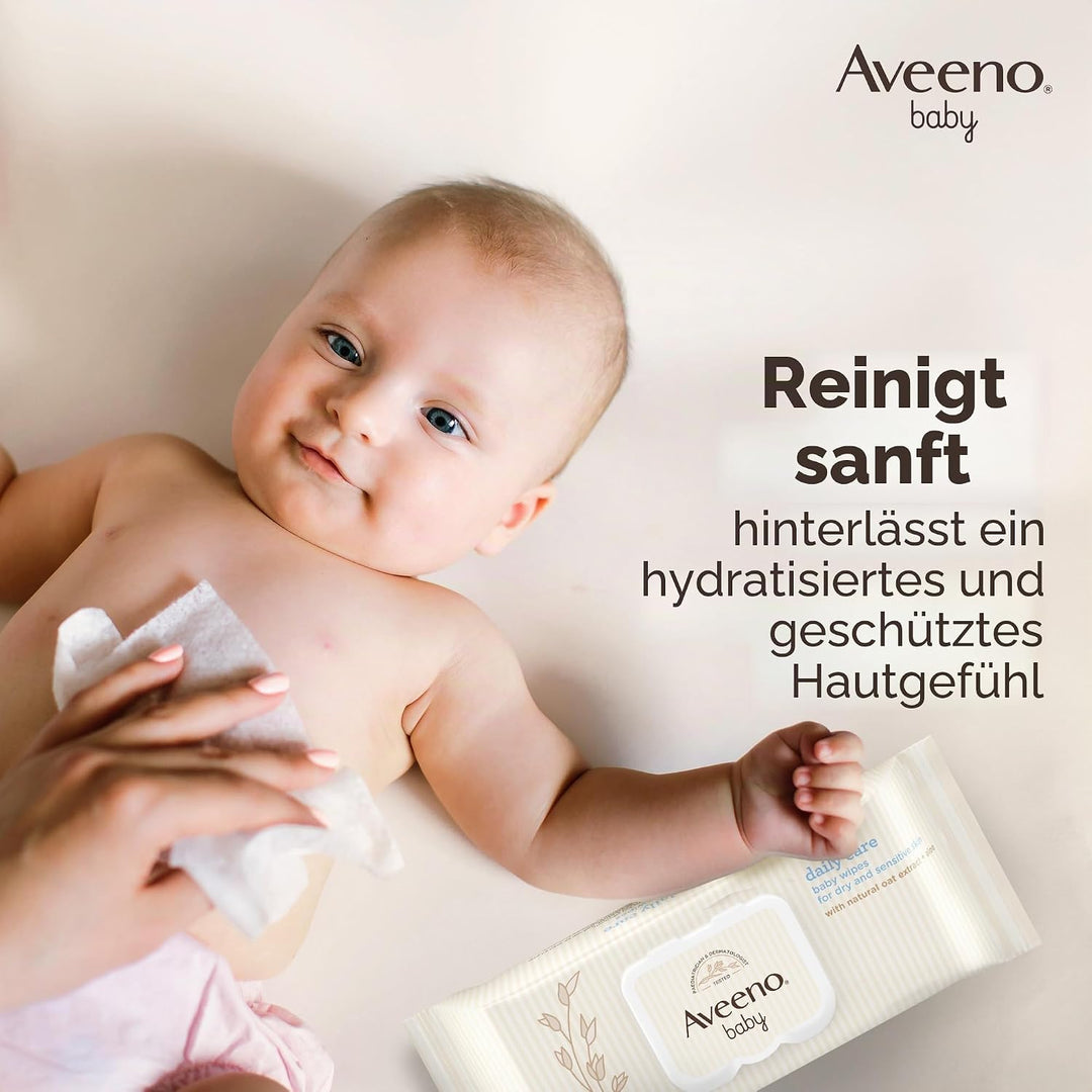 Aveeno Baby Daily Care Wipes Sensitive Skin Cleanse Gently And Efficiently Baby Essentials, White, 1