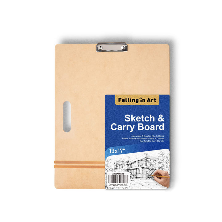 COOZEE 33x43cm Drawing Board für Künstler, Klemmbrett Holz mit robustem Clip und Gummibändern, Tragb