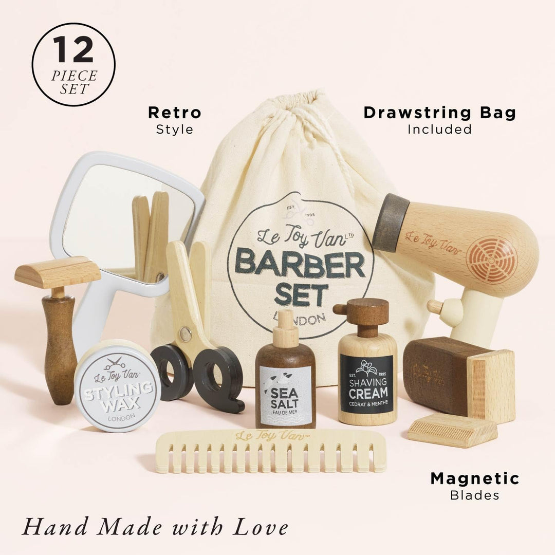 Le Toy Van Friseur und Friseur Set, Rollenspielzeug, 10-teilig, ab 3 Jahren, weiss, FSC-Holz