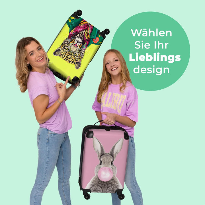 NoBoringSuitcases.com® Koffer Handgepäck Trolley Rollkoffer Kleine Reisekoffer mit 4 Rollen - Panthe