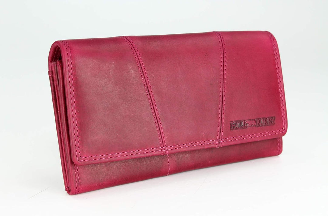 Vintage Leder Damen Geldbörse Portemonnaie Geldbeutel Portmonee aus weichem Leder mit RFID in pink -