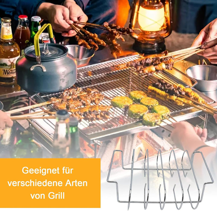 Edelstahl Rippchenhalter, Vielseitiger Halter für 5 Spare Ribs, Geschirrspülerfest für Gas- und Holz