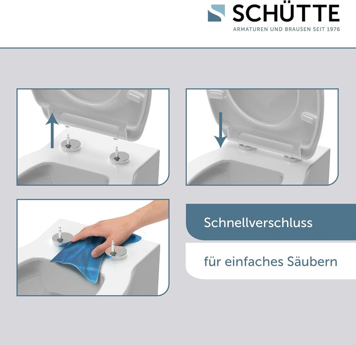 SCHÜTTE WC-Sitz Duroplast HG WATER LILY Hochglänzender Toilettensitz mit Absenkautomatik, Schnellver