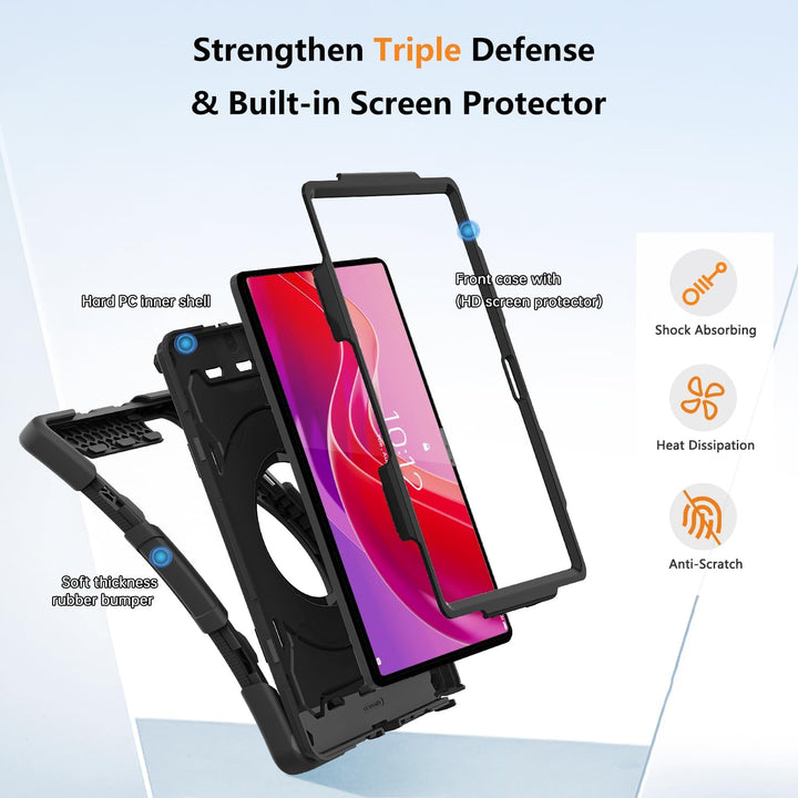 ROISKIN Lenovo Tab M11 2024 Hülle: Robuste, stossfeste Hülle mit Displayschutzfolie & 360° Drehbare
