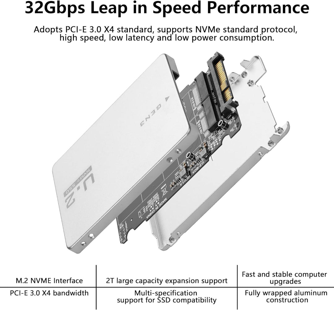 GINTOOYUN 2 in 1 Combo M.2 NVME/NGFF auf U.2 (SFF-8639) Adapterkarte - PCI-E NVME (M Key)/SATA (B Ke