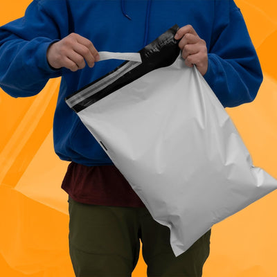 200 Versandtüten Coex Versandbeutel für Kleidung Versandtaschen 400 x 500 mm [60my] Weiss/Schwarz, 2