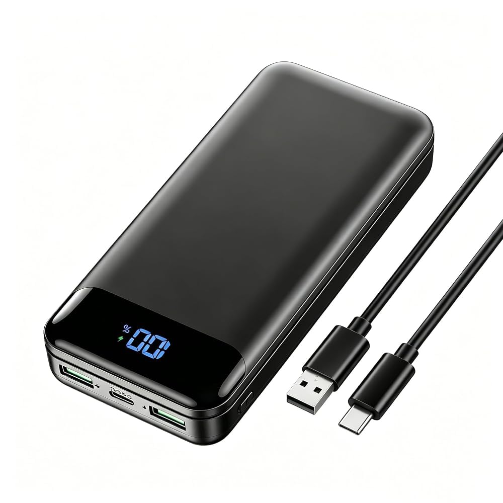 Enerwow Power Bank 27000 mAh, 22.5W Powerbank, USB C Externer Akkupack mit LCD Display, Tragbares La