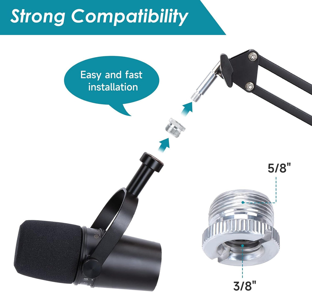 YOUSHARES Mikrofon Arm, Mikrofon Wandhalterung, Metall Tisch Mounting Klemme mit Popschutz für Shure