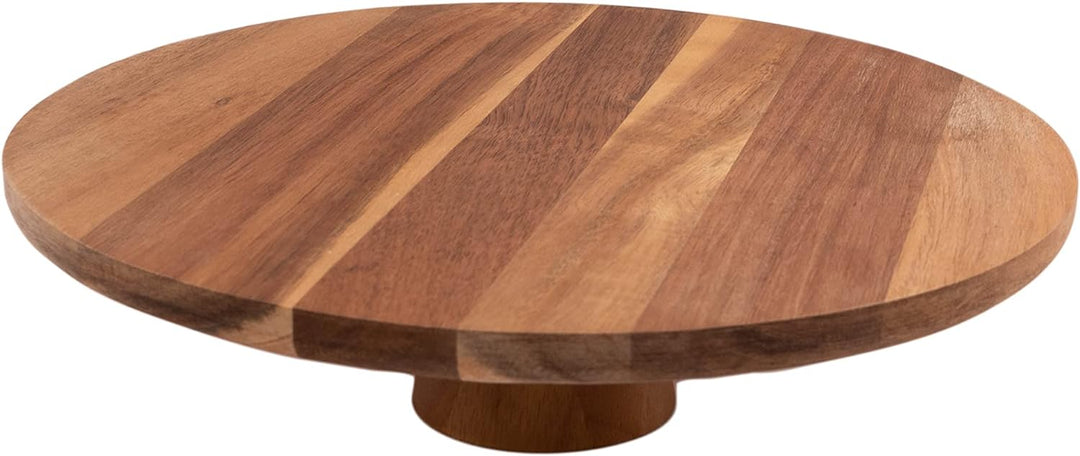 Point-Virgule Tortenplatte mit fuss, torten zubehör und backzubehör, aus Akazienholz, 7.5cm hoch, 28