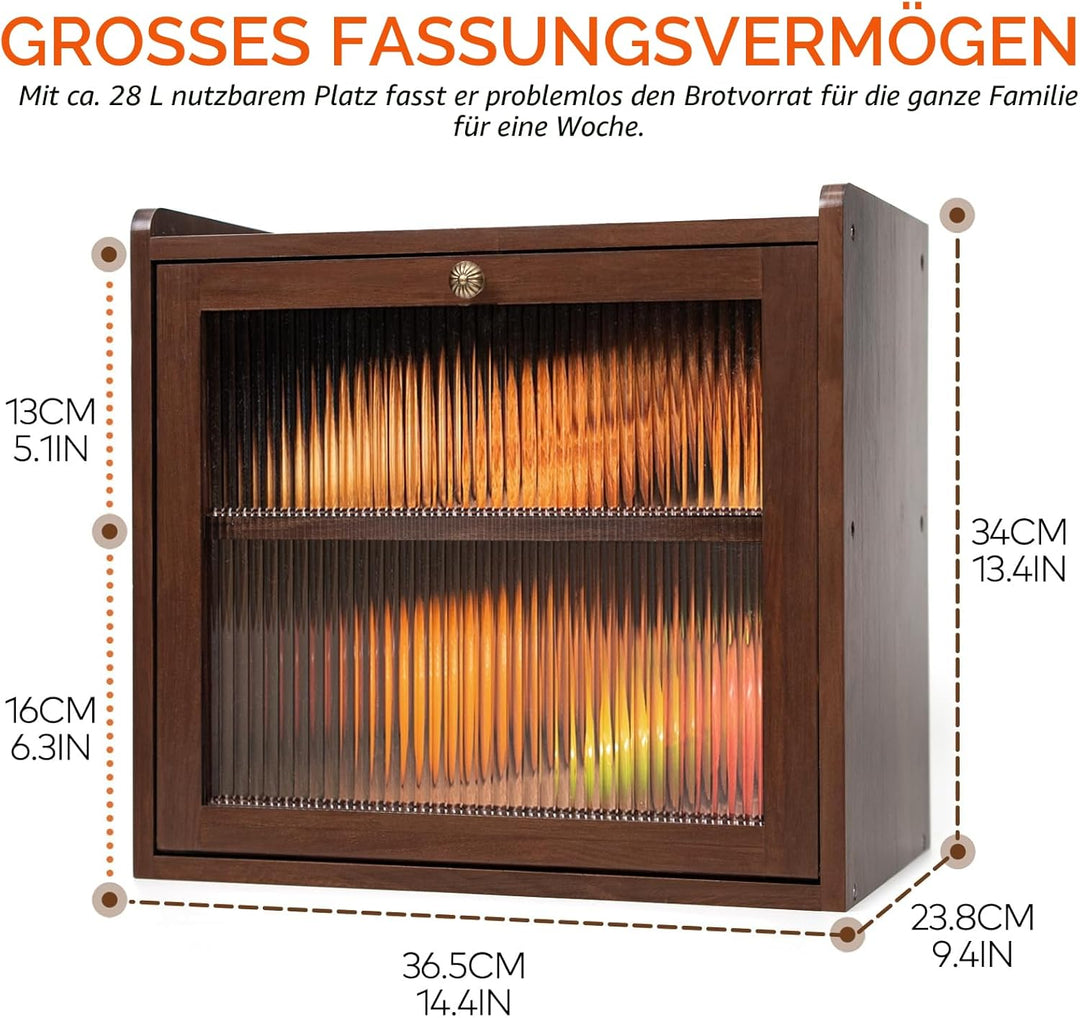 Kiefernholz Brotkasten mit 50 Deli-Papier, Holz Brotkästen mit Belüftung, Vintage Braun Brotbehälter