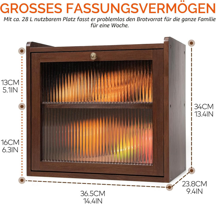 Kiefernholz Brotkasten mit 50 Deli-Papier, Holz Brotkästen mit Belüftung, Vintage Braun Brotbehälter