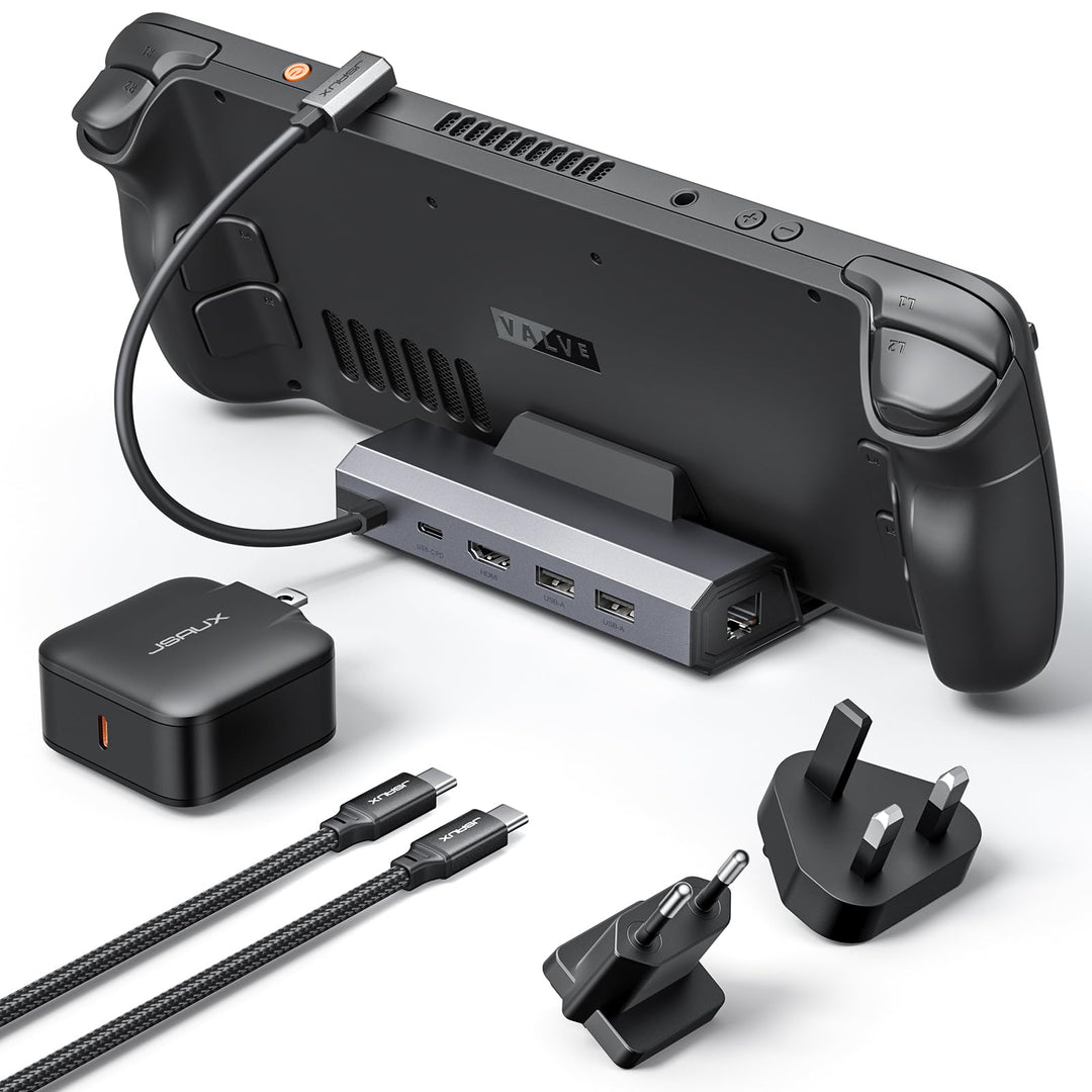 JSAUX Docking Station mit 65W Ladegerät, kompatibel mit Steam Deck OLED/ROG Ally X/Legion Go (S), 5-