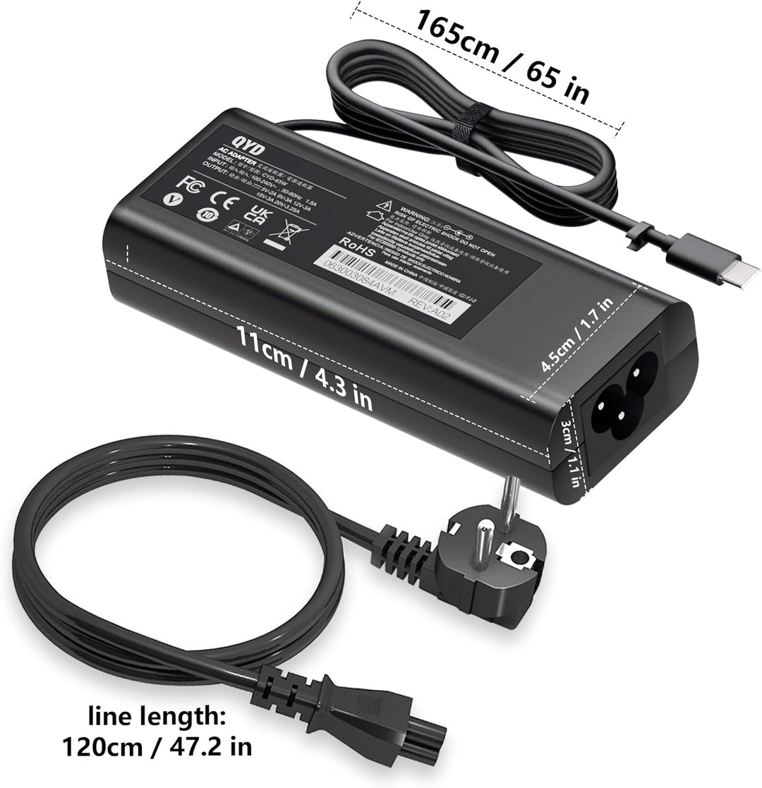 Laptop Ladekabel USB C 65W Netzteil Ladegerät für Dell Latitude 3330 5330 5430 5490 5410 5420 5520 5