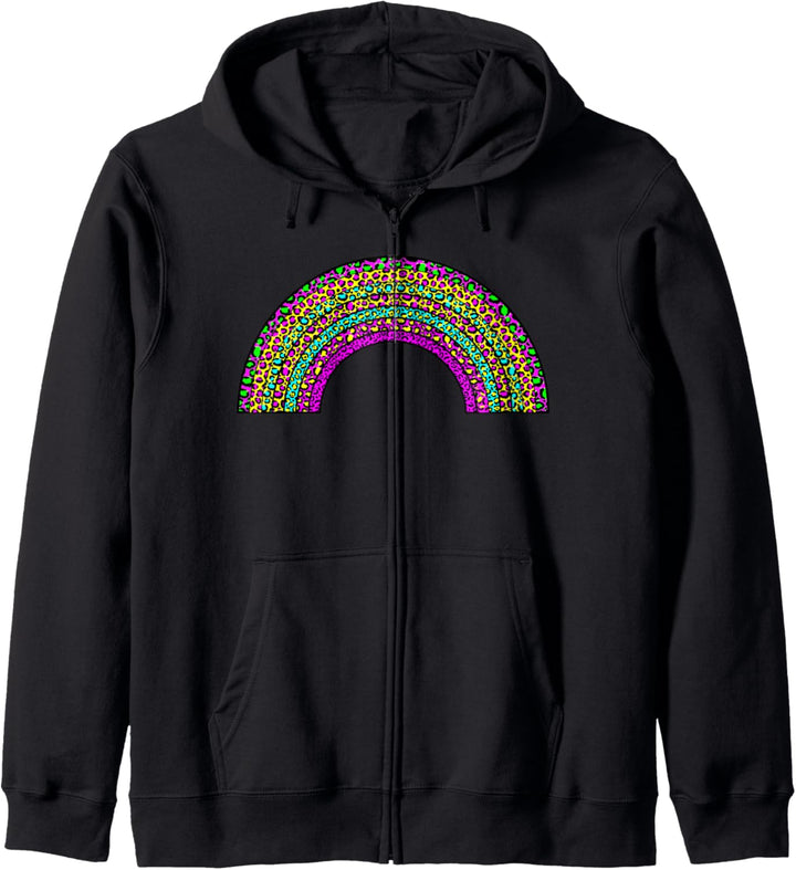 Leopardenmuster Regenbogen Tierdruck Gepard Bunt Kapuzenjacke