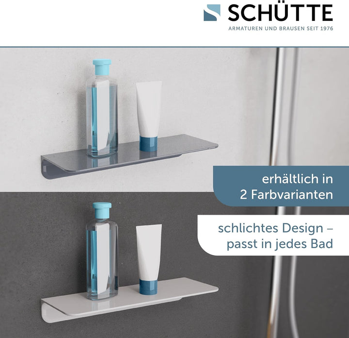 SCHÜTTE 10500 Duschablage selbstklebend Duschregal ohne Bohren Badregal Weiss Badablage zum Kleben W
