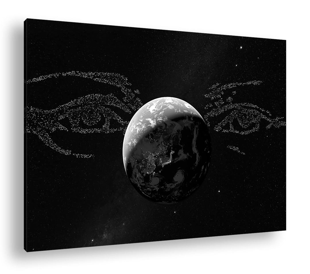 die Erde im Blick Format: 80x60 Effekt: Schwarz&Weiss als Leinwandbild, Motiv fertig gerahmt auf Ech