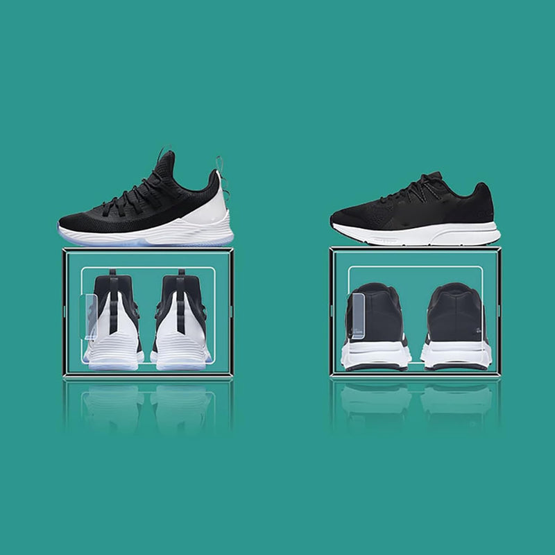 SABUIDDS Schuhboxen 8er Set Schuhkartons Kunststoffbox Stapelbar Transparent Aufbewahrungsbox mit De