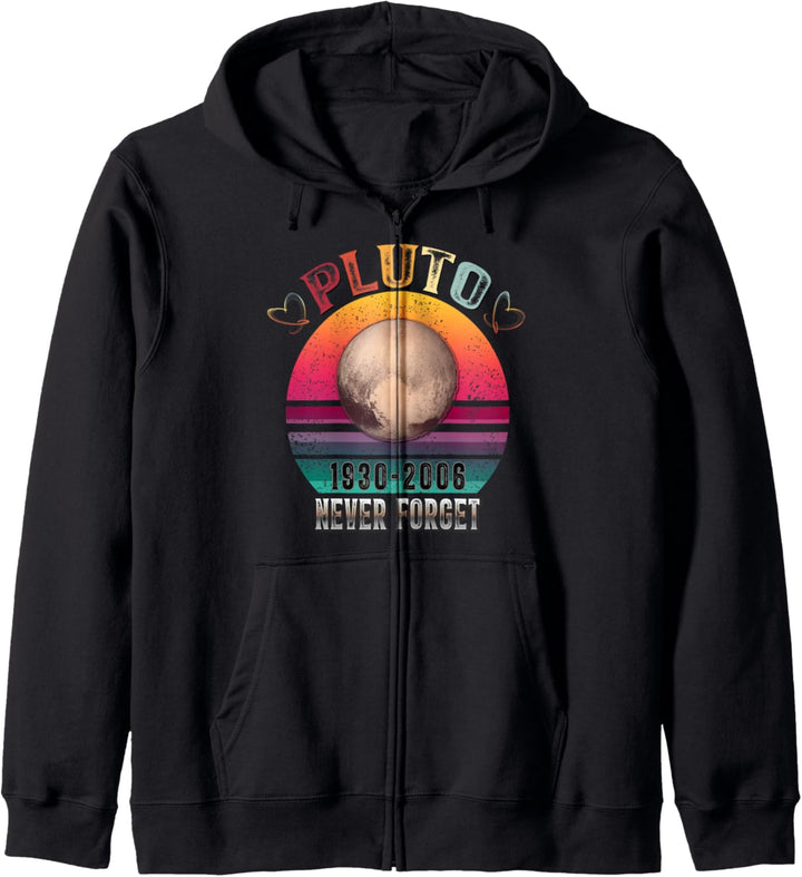 Planet Pluto Never Forget 1930–2006 Retro Science Space Kapuzenjacke