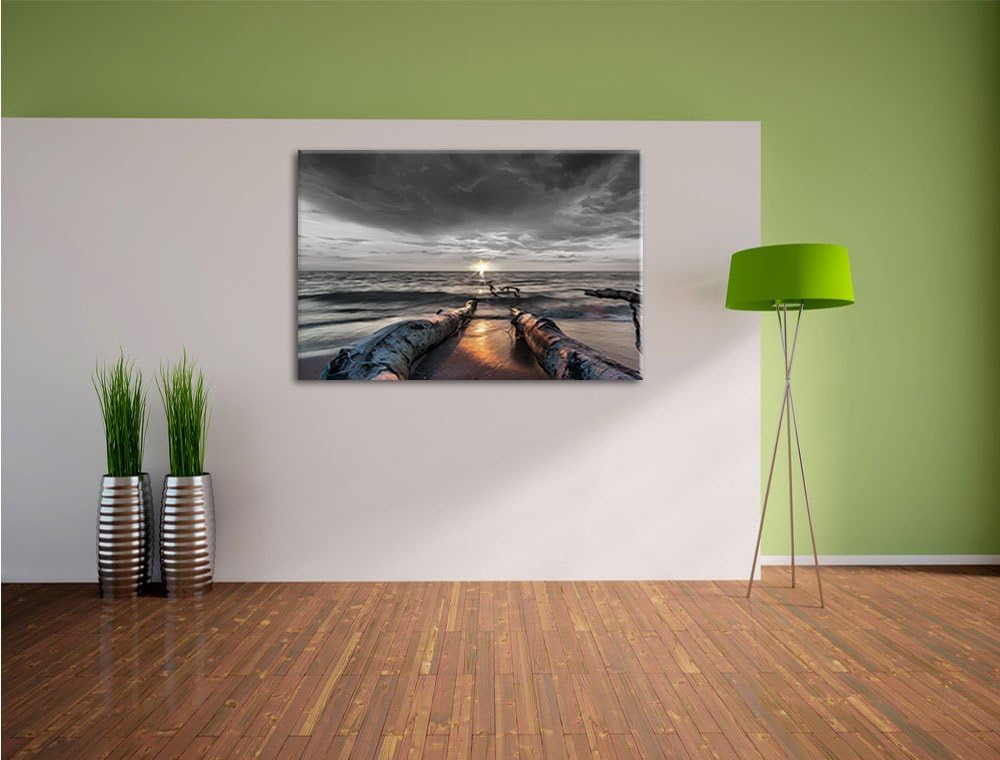 Pixxprint Strand Öl Effekt als Leinwandbild/Grösse: 100x70 / Wandbild/Kunstdruck/fertig bespannt, 10