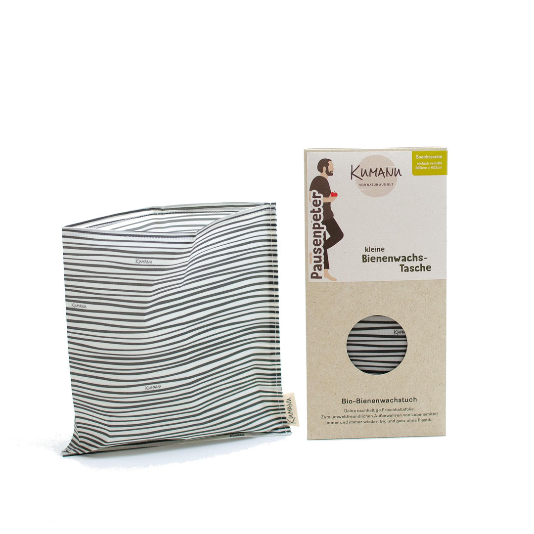 Kumanu | Bio-Bienenwachstuch - Snacktasche PAUSENPETER | Bienenwachstasche B20 x H22cm | plastikfrei