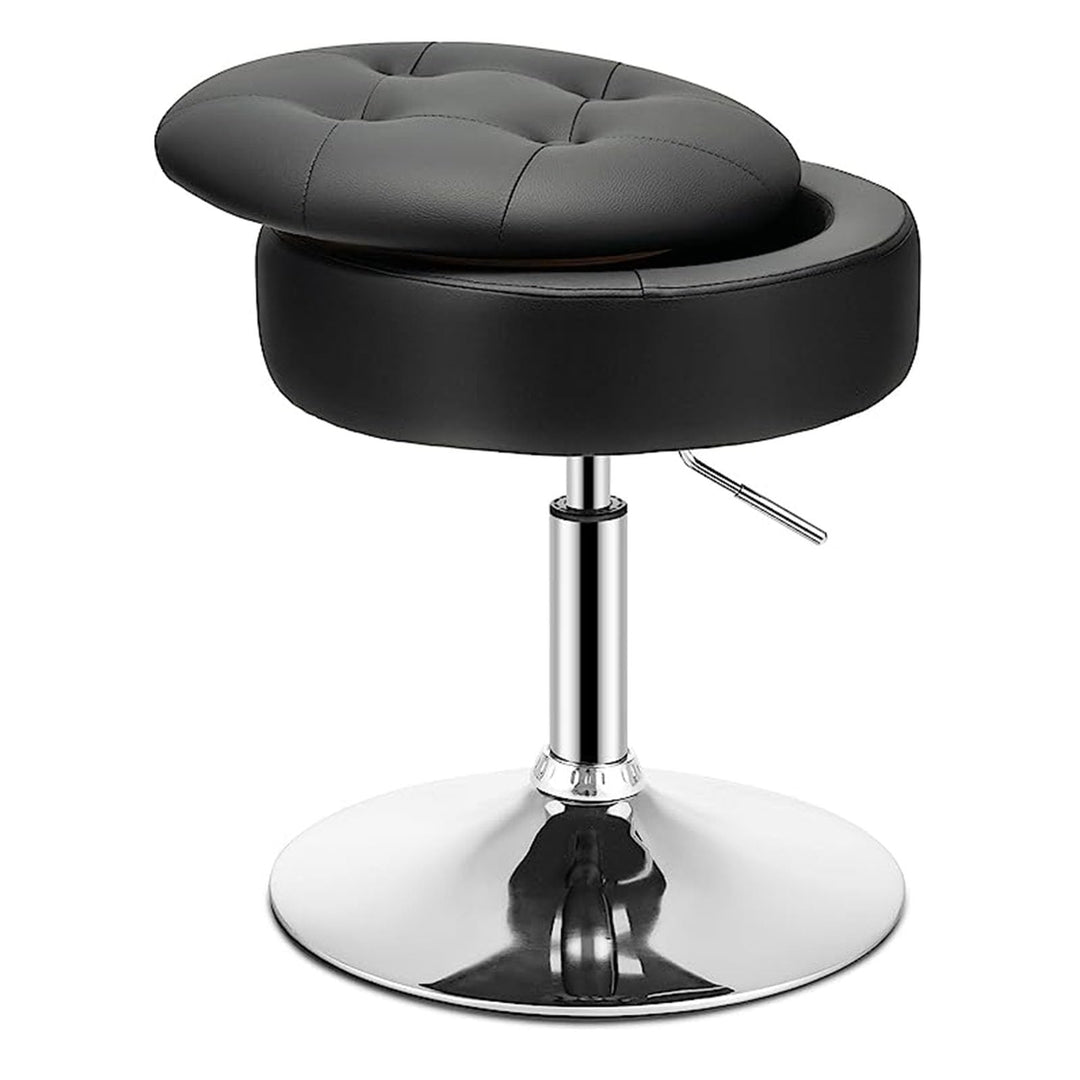 GOPLUS Schminkhocker drehbar, Ottomane mit Deckel, Drehhocker höhenverstellbar 51-56cm für Wohnzimme