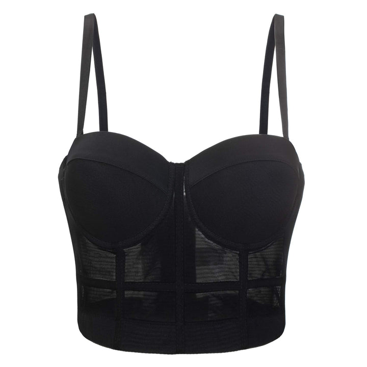 Damen Korsett Bustier BH Dessous Tank Top Trägertop Crop Top Corsage Schlanke Weste Schwarz L, Schwa