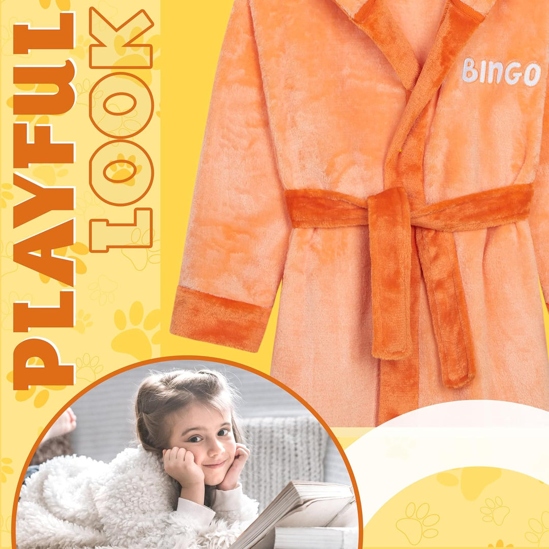 BlueY Mädchen Fleece Bademantel mit Kapuze und Bindegürtel, gemütlicher Morgenmantel - Geschenke für