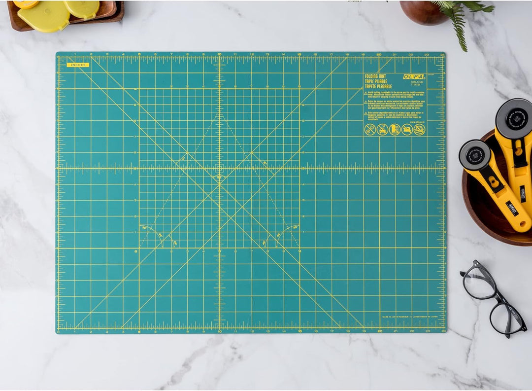 Olfa Schneidematte : Faltbare: A2, Vinyl, Grün, 31x44x1 cm, 31x44x1 cm