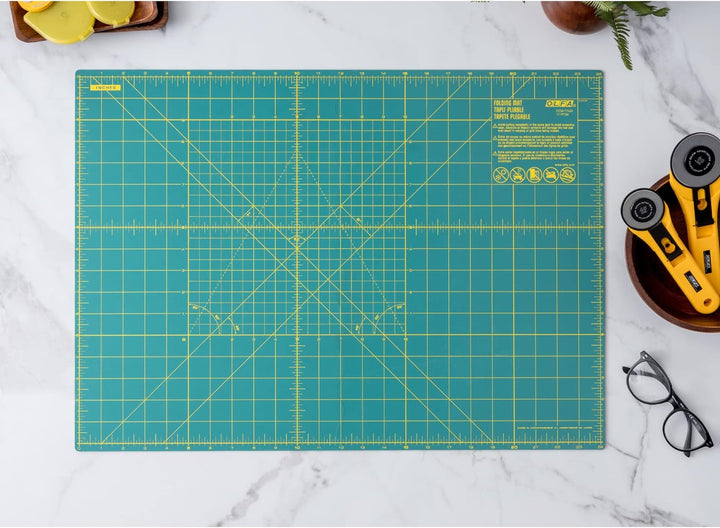 Olfa Schneidematte : Faltbare: A2, Vinyl, Grün, 31x44x1 cm, 31x44x1 cm