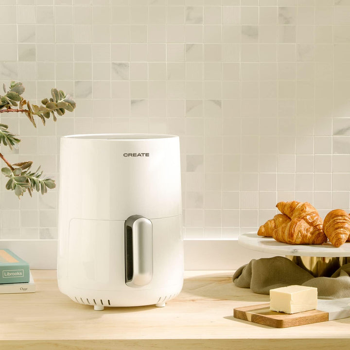 CREATE/FRYER AIR/Heissluftfritteuse 1.5L Weiss/Antihaft-Korb, Temperaturwähler 80–200°, automatische