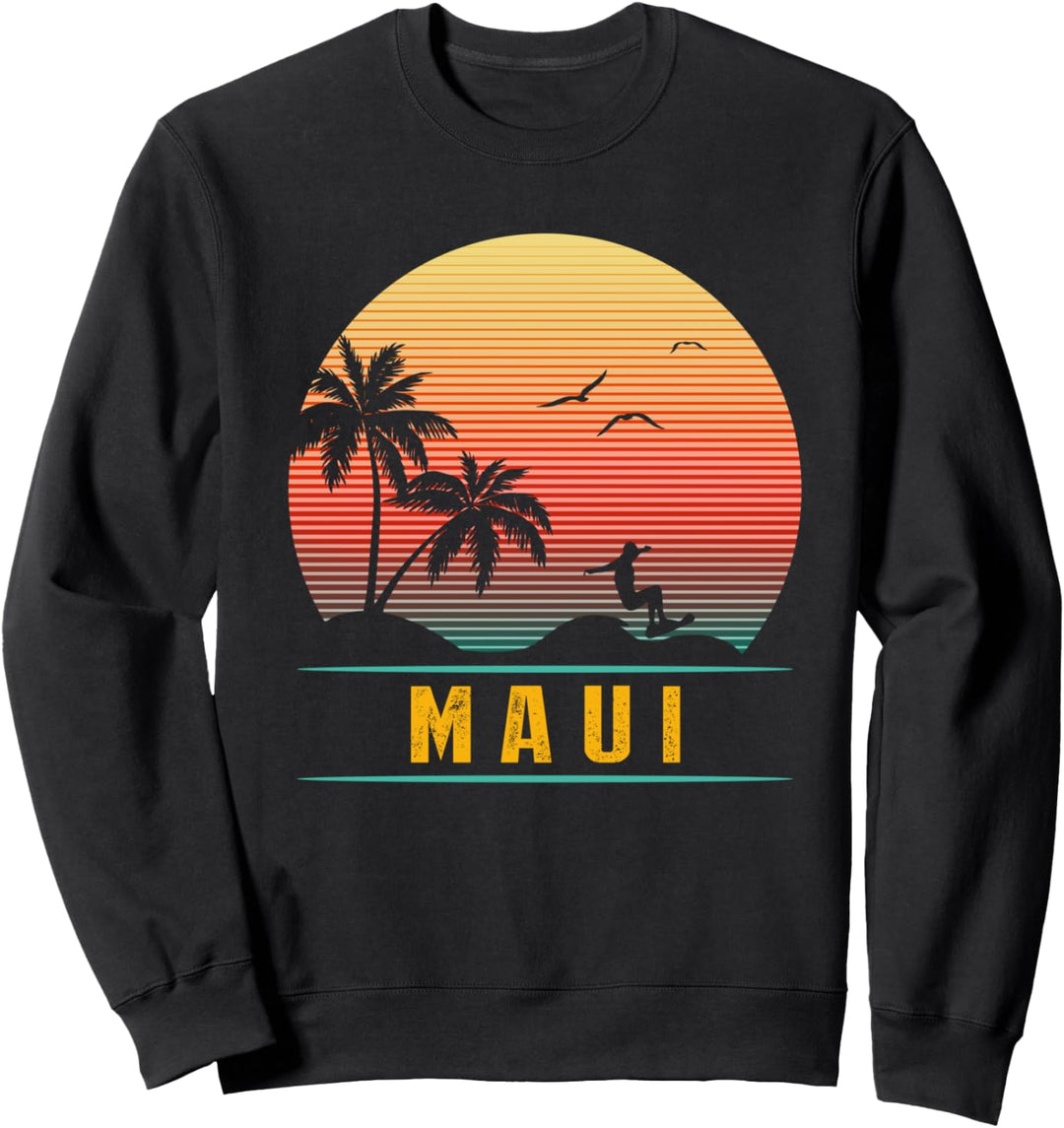 Maui Strans Insel Vintage Geschenk - 70s Surfer Geschenk Sweatshirt