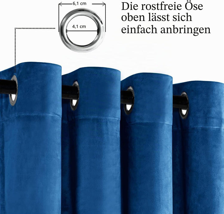 JIUZHEN Verdunklungsvorhang aus Samt,2er Set weiche blickdichte Gardinen mit Ösen für Schlafzimmer,1