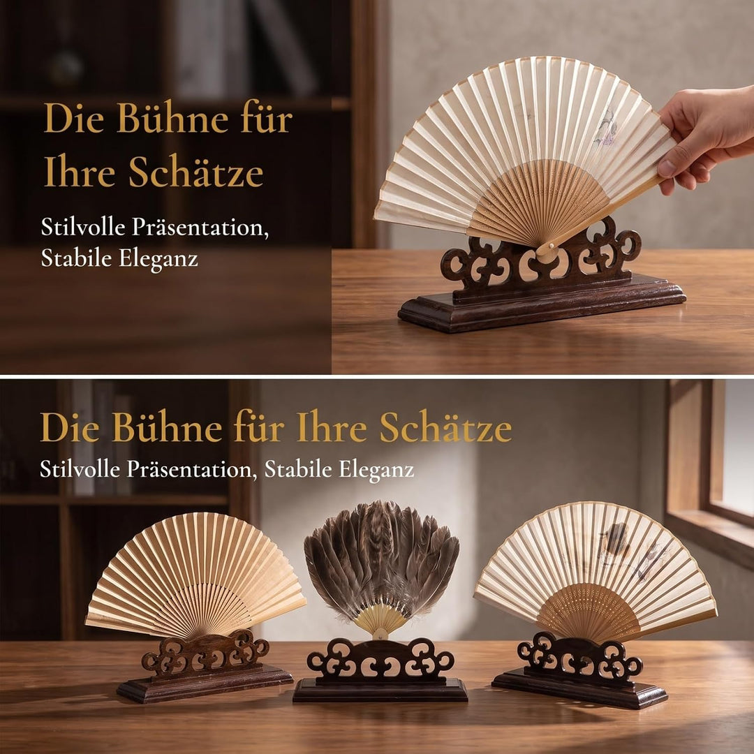 Artibetter Traditioneller Holz fächerständer aus Massivem Holz Stabiler Halter für Faltfächer und Ha