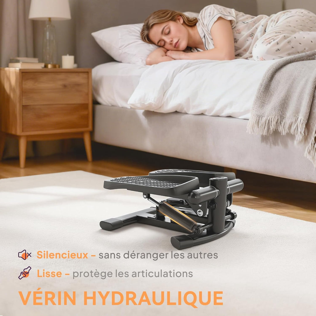 SPORTNOW Mini-Stepper Fitness, Stepper Torsionsscheibe Taille 2 in 1 übergrosse rutschfeste Pedale,
