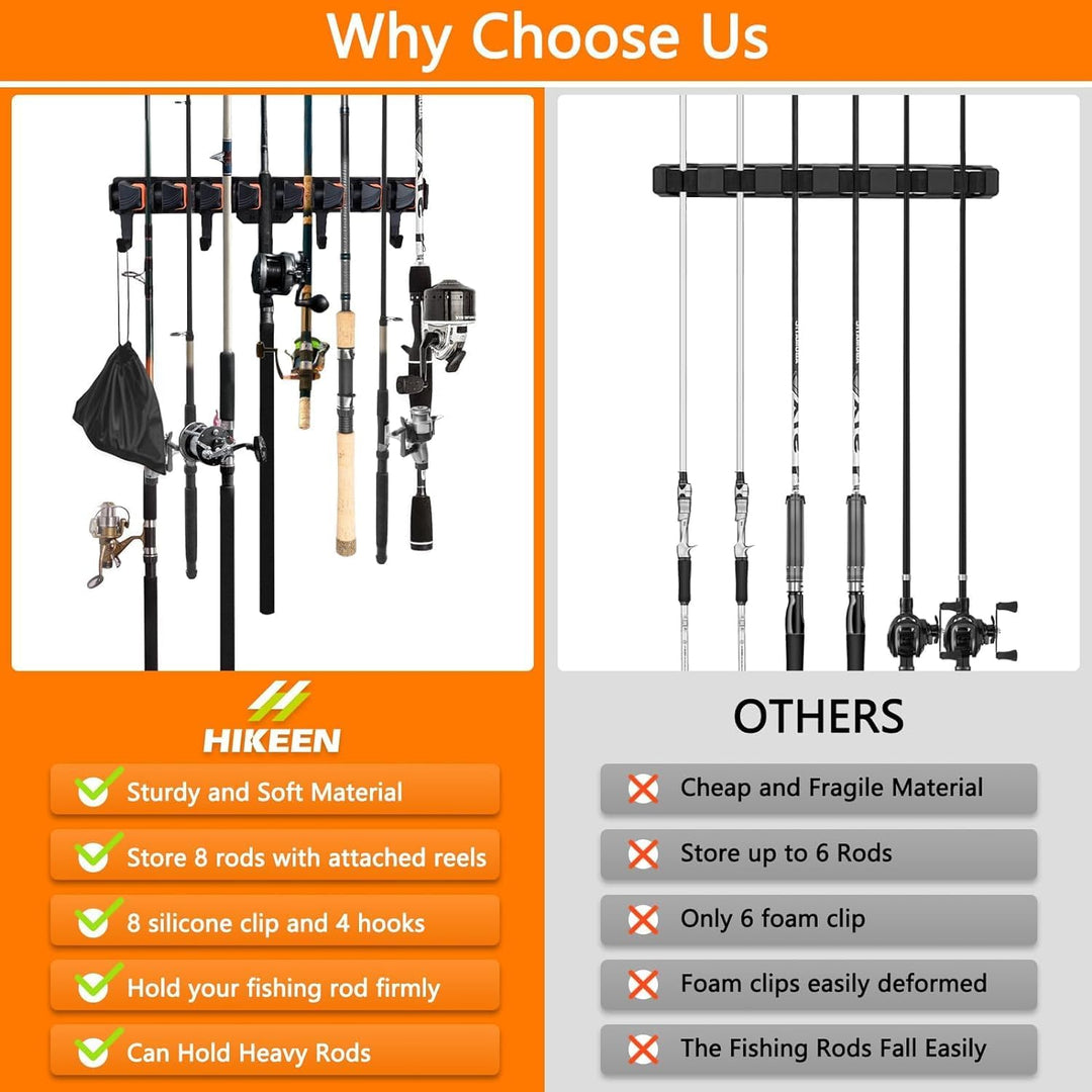 Angelrutenhalter für Garage mit Federgriff Design, Fishing Rod Rack Wand Angel Rutenhalter Vertikale