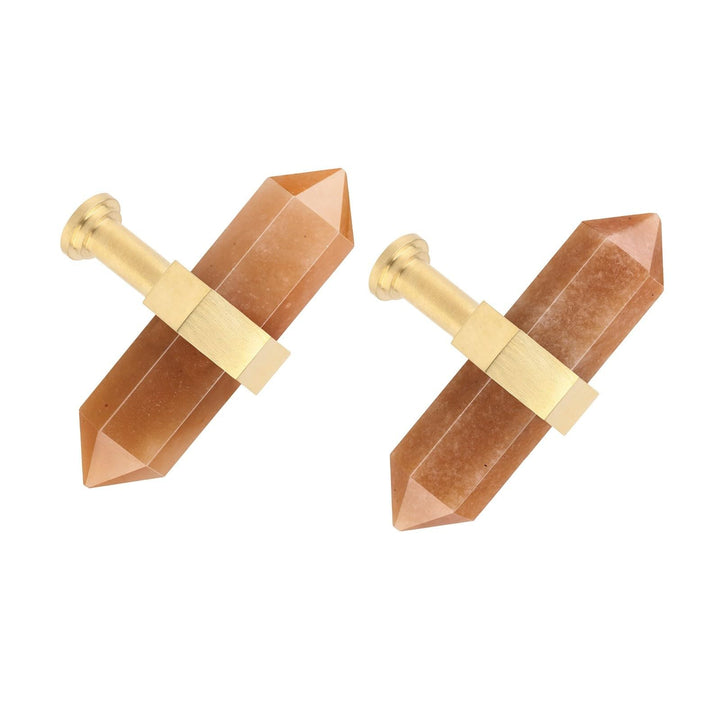 mookaitedecor Satz von 2 Roter Aventurin Sechseck Double Kristall Punkte Schublade Knöpfe mit Schrau
