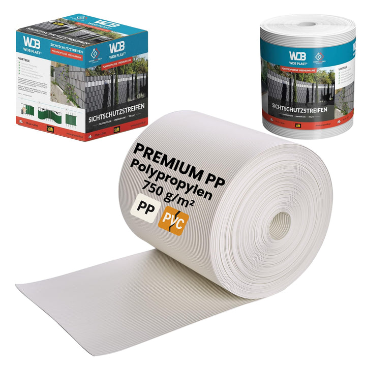 WDB - Sichtschutzstreifen für Doppelstabmatten Sichtschutz Zaun - 19 cm x 26 m - Hart PP Windschutz