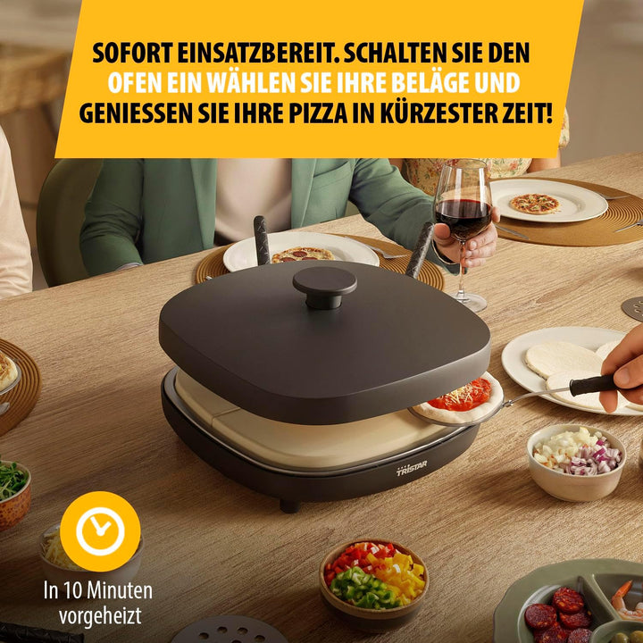 Tristar Pizzaofen für 6 Personen, 32x32 cm Backfläche, 1200W, Automatische Temperaturkontrolle, Kera