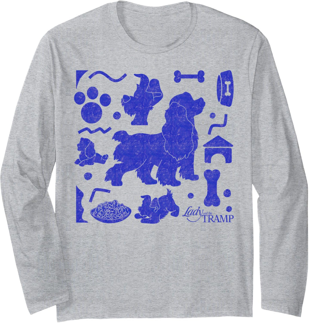 Disney Lady And The Tramp Silhouette Icons Langarmshirt