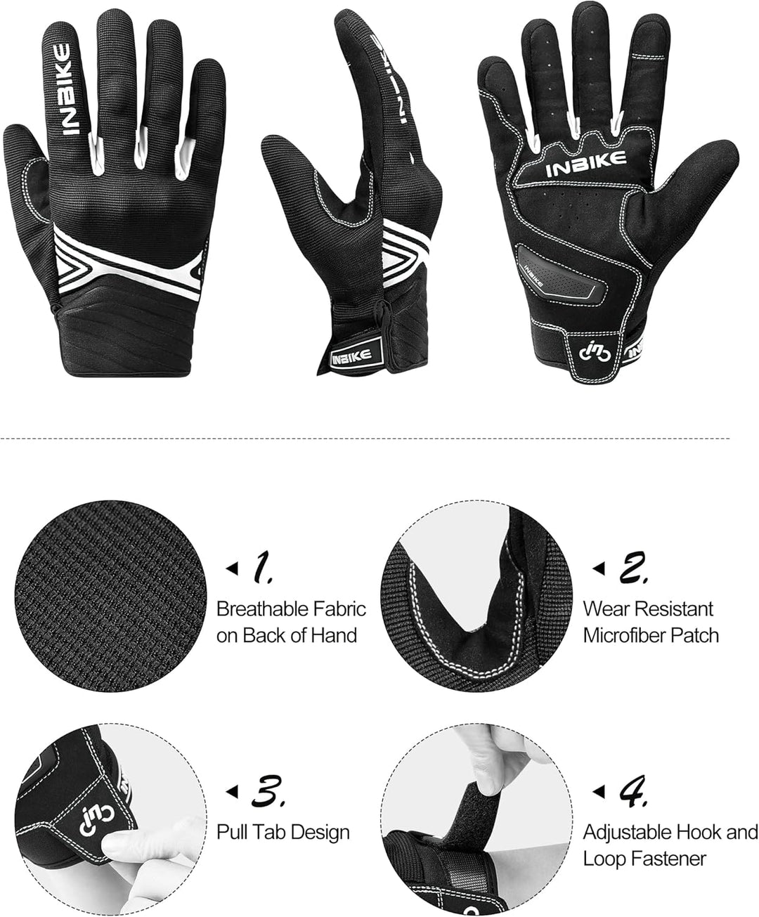 INBIKE Motorrad Handschuhe Motocross Sommer EUDE Foam Schutz Atmungsaktiv Touchscreen Motorradhandsc