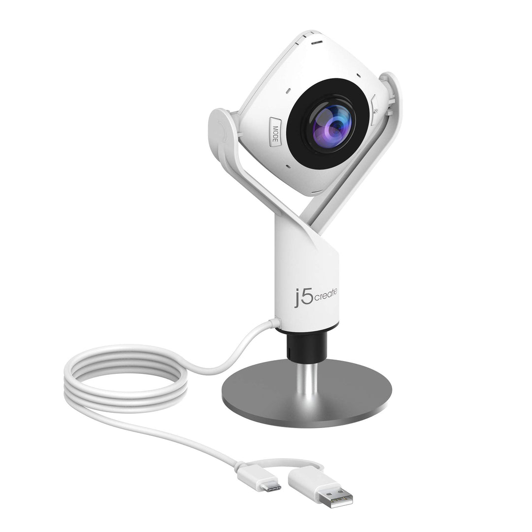 j5create 360-Grad Webcam - 1080P HD-Videokonferenzkamera mit eingebautem High-Fidelity Mikrofon, USB