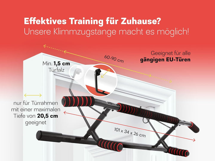Strongr.life Klimmzugstange Türrahmen ohne Schrauben - Pull Up Bar inkl. Schlingentrainer - Türreck