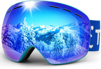 Trusiel Skibrille, Skibrille Damen Herren Anti-Fog Ski brille OTG, Skibrille für Brillenträger, 400
