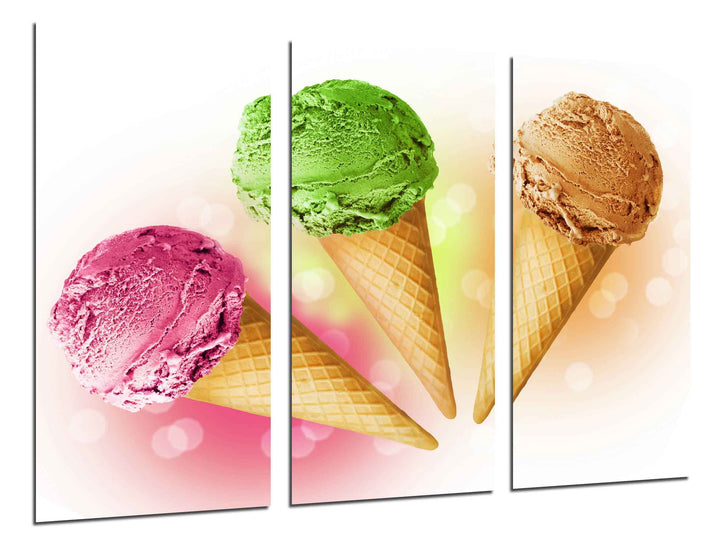 Wandbild - Eisdiele, Eis der Aromen, 97 x 62 cm, Holzdruck - XXL Format - Kunstdruck, ref.26496