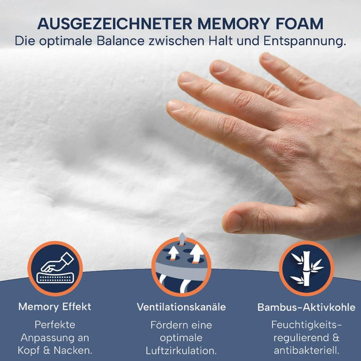 Orthopädisches Nackenstützkissen Memory Foam - Höhenverstellbares Nackenkissen entlastet Kopf &amp; HWS