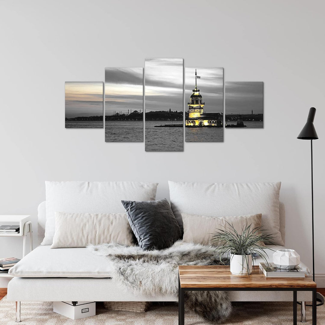 Runa Art Wandbilder Istanbul Türkei 5 Teilig Bild auf Vlies Leinwand Deko Wohnzimmer Schlafzimmer Le