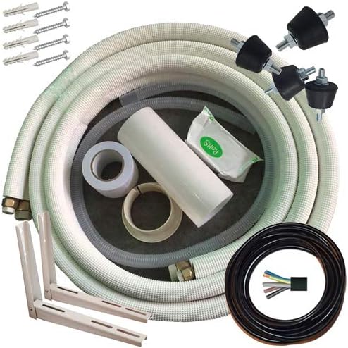 2x3m Kältemittelleitung + Wandhalter + Antivibrationsfüsse/Dämpfer Kupferleitung Kupferrohr für Spli