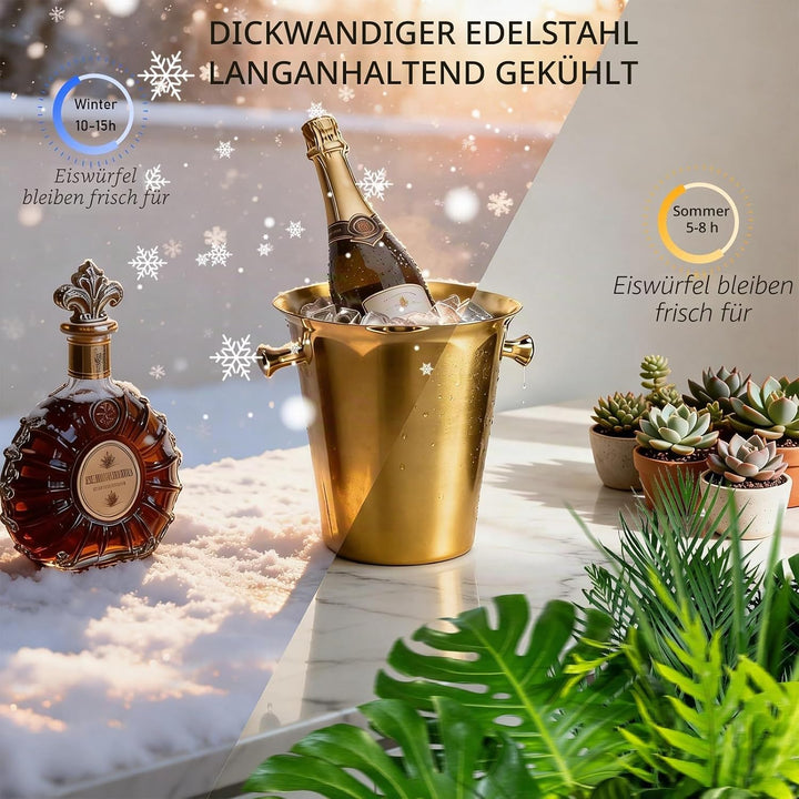 Eiskübel mit Ständer,Rostfreier Stahl hoher Eiskübel, Stehender Eiskübel 5L Wein Eiskübel Für Bars,