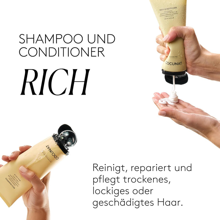 COCUNAT|Set Rich für trockenes, lockiges, strapaziertes oder gefärbtes Haar|Shampoo und natürliche P