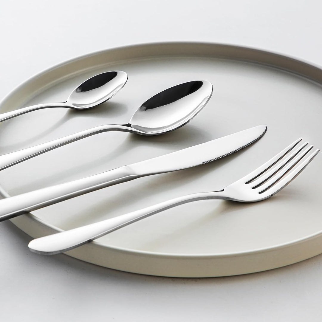 vancasso Besteck Set 12 Personen, 48-Teilig Siber Besteckset mit Messer/Gabel/Löffel/Dessertlöffel,
